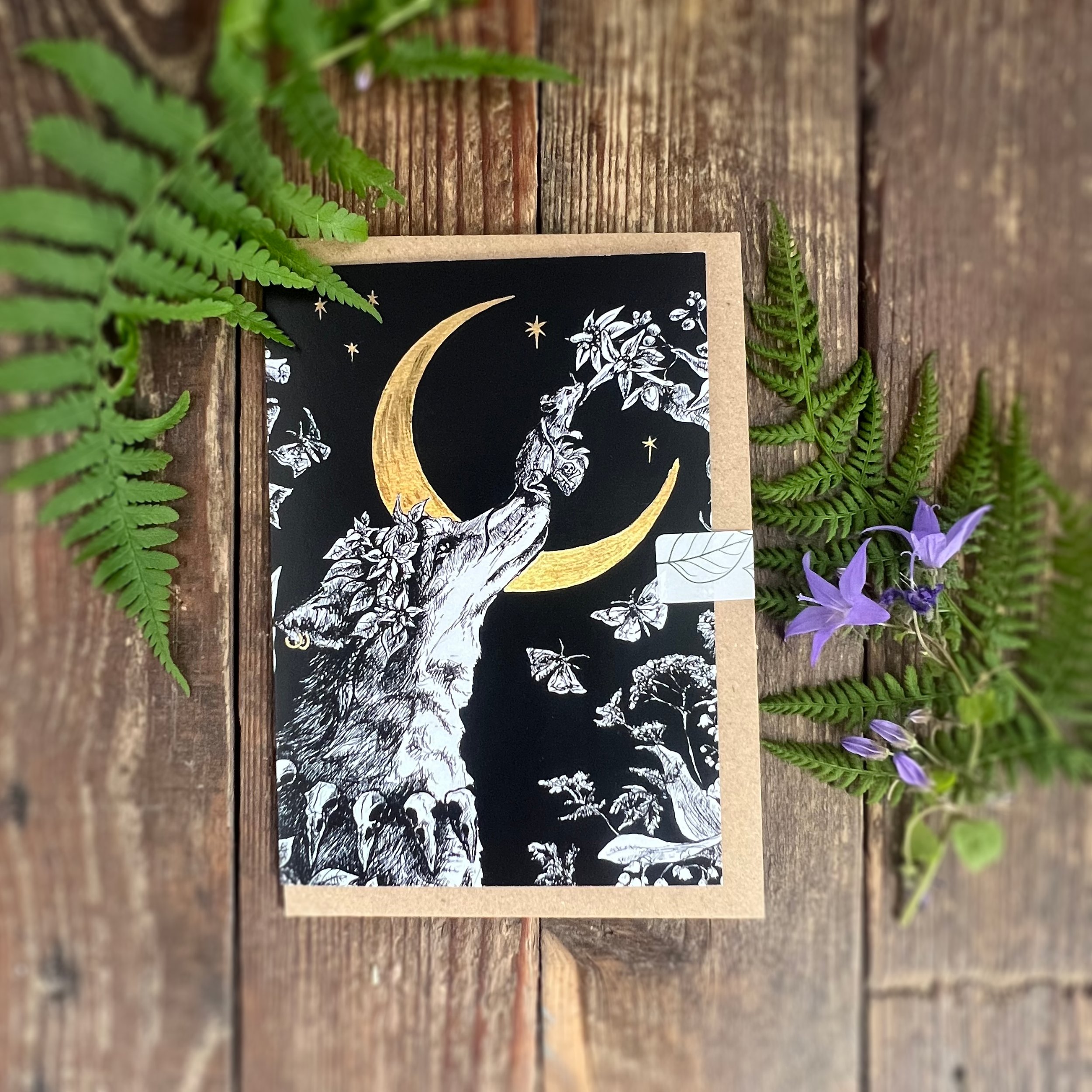 Pick your poison fox moon black and white A6 greetings card.jpg