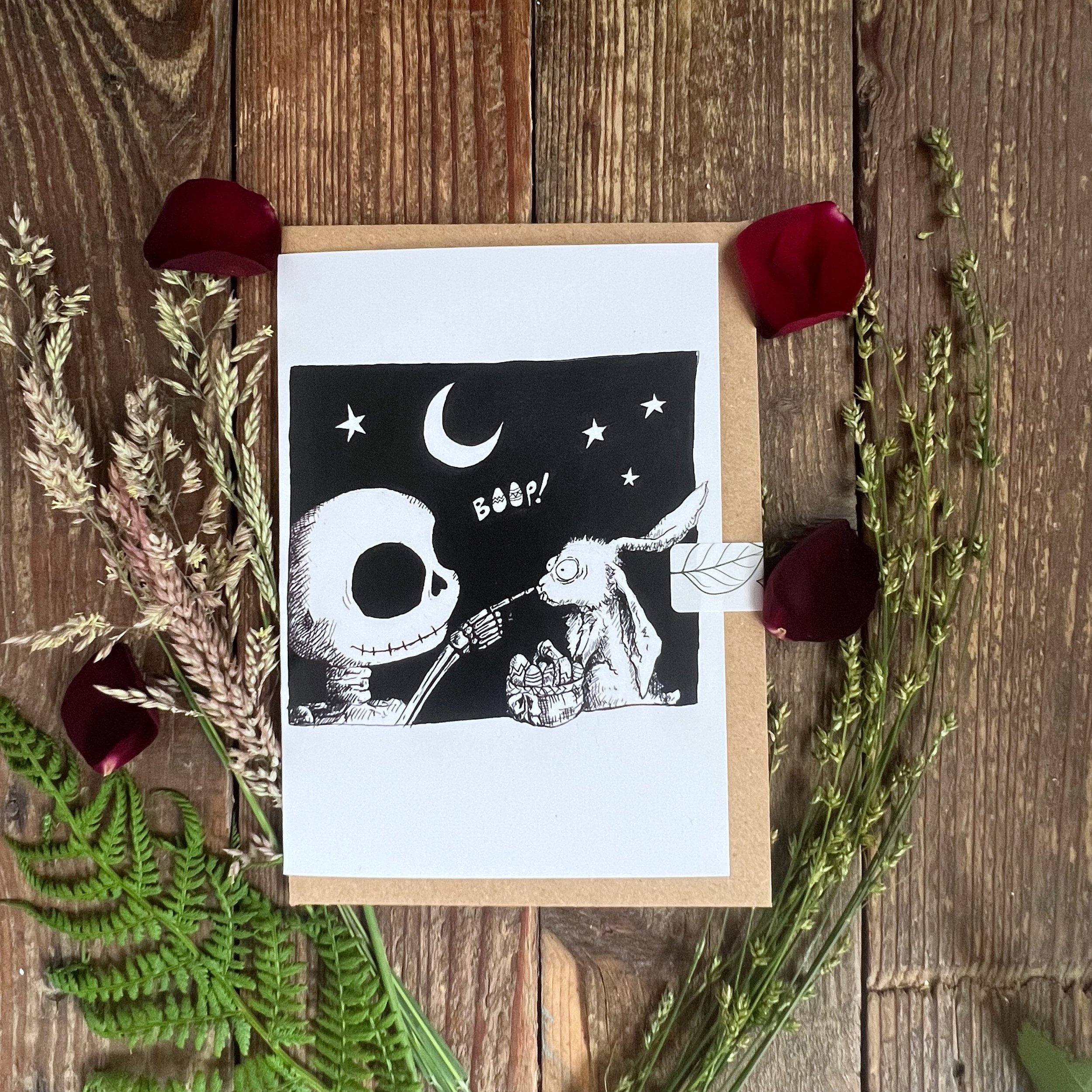 Boop the bunny Roger skeleton easter A6 greetings card.jpg