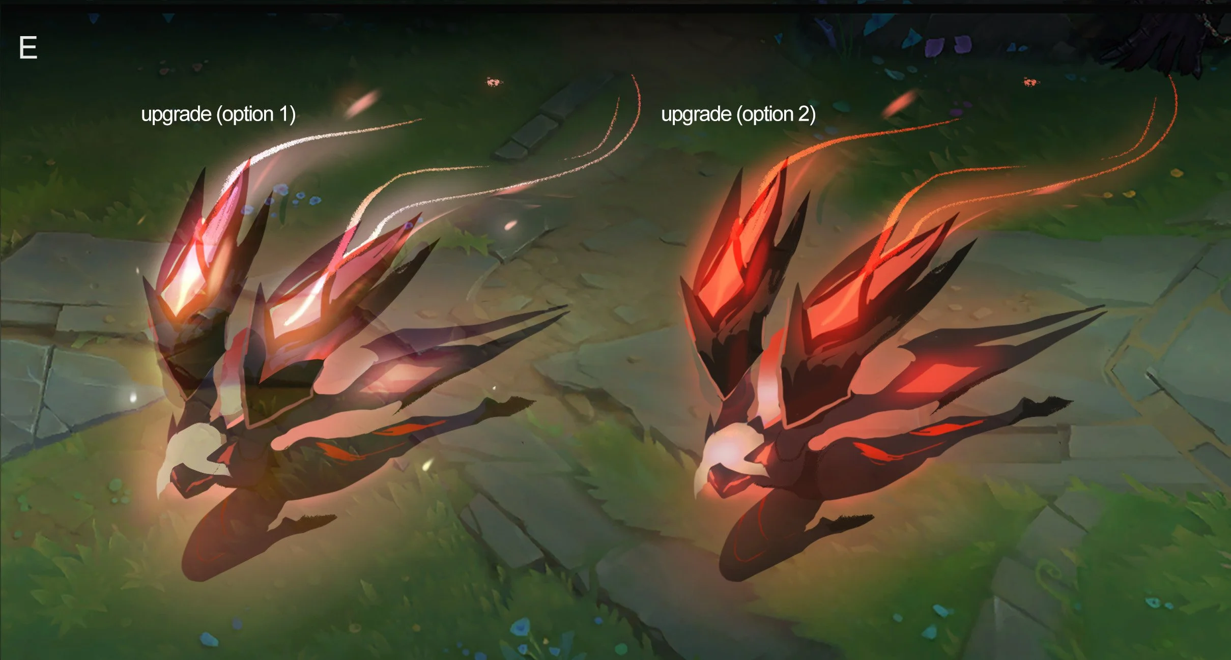 Q Ability (Supercharge) VFX Concept - 
Kai'Sa briefly increases her Move Speed, then increases her Attack Speed. Living Weapon: Supercharge is upgraded to briefly grant Invisibility.