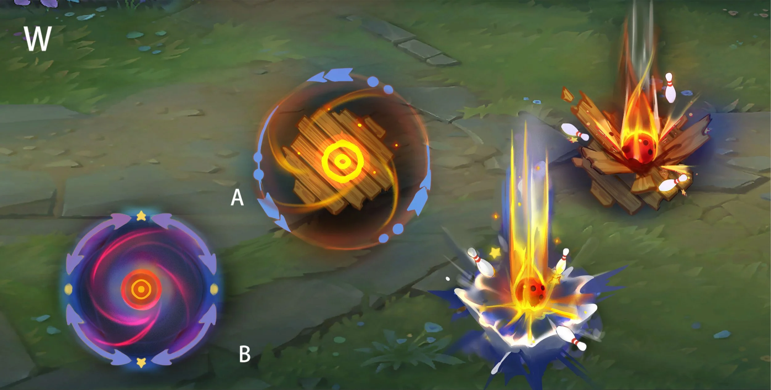 W Ability (Watch Out! Eep!) VFX Concept  -
Lillia deals damage in a nearby area, dealing heavy damage in the center.