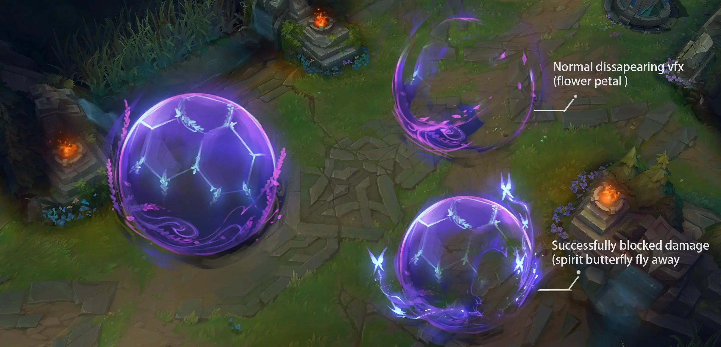 E Ability (Black Shield) VFX Concept - For Exalted Morgana we added visual celebration when the shield successfully blocked damage