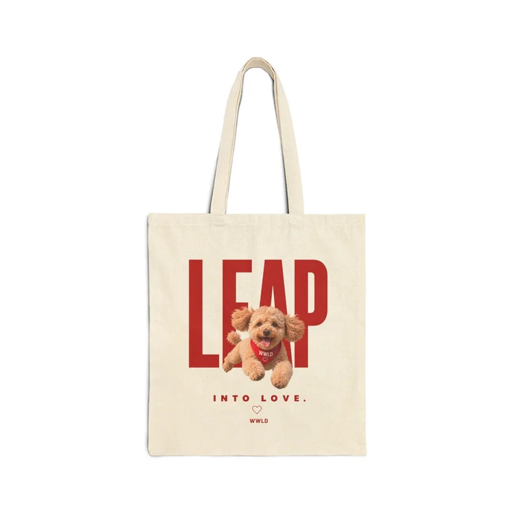 Leap Into Love cotton canvas tote