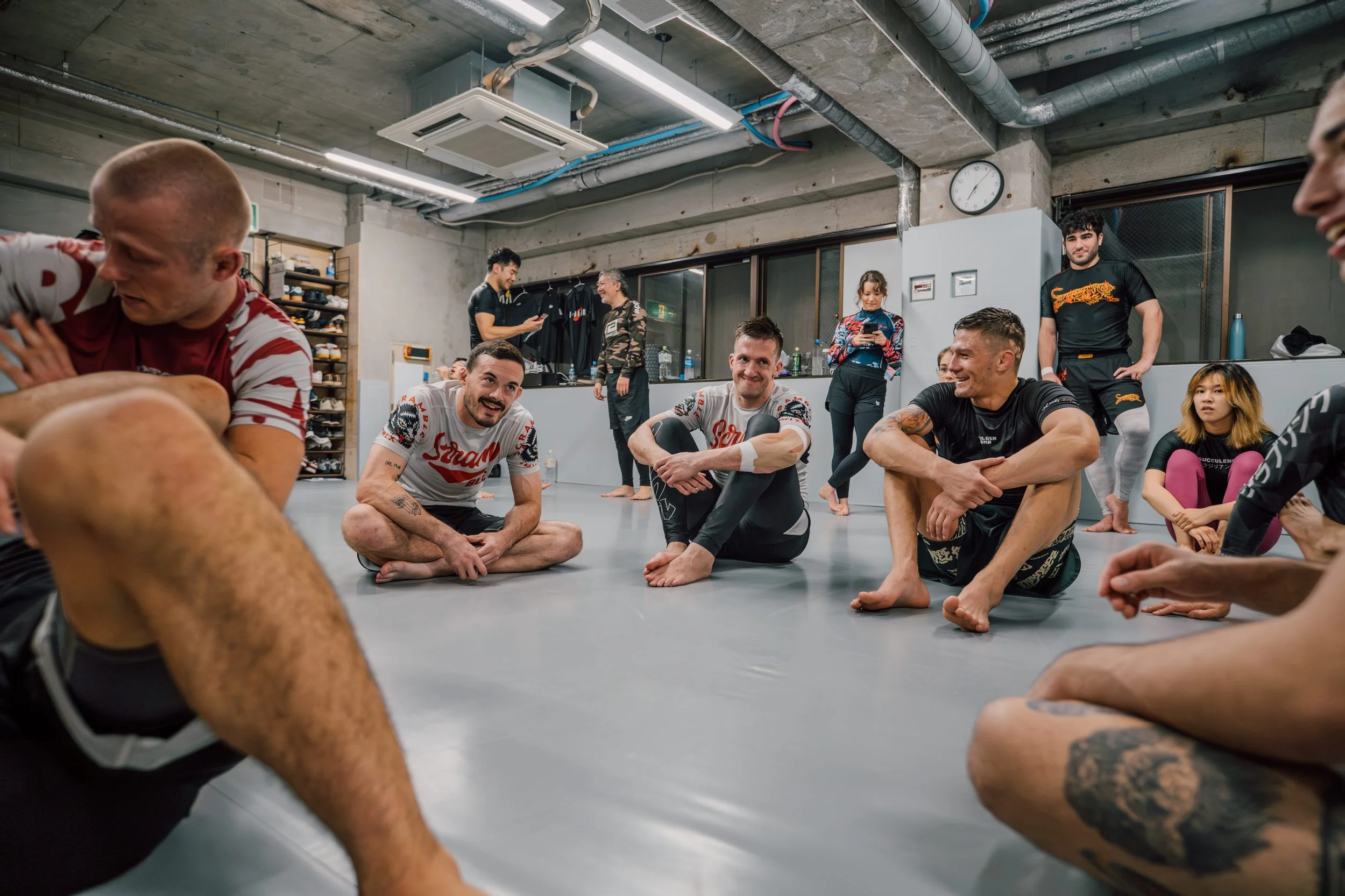 Billy Hooker, Stephen Gillespie and Mateusz Szczecinski chilling at Imanari Jiu-Jitsu after Leg Lock Camp. BADDIES JIU-JITSU
