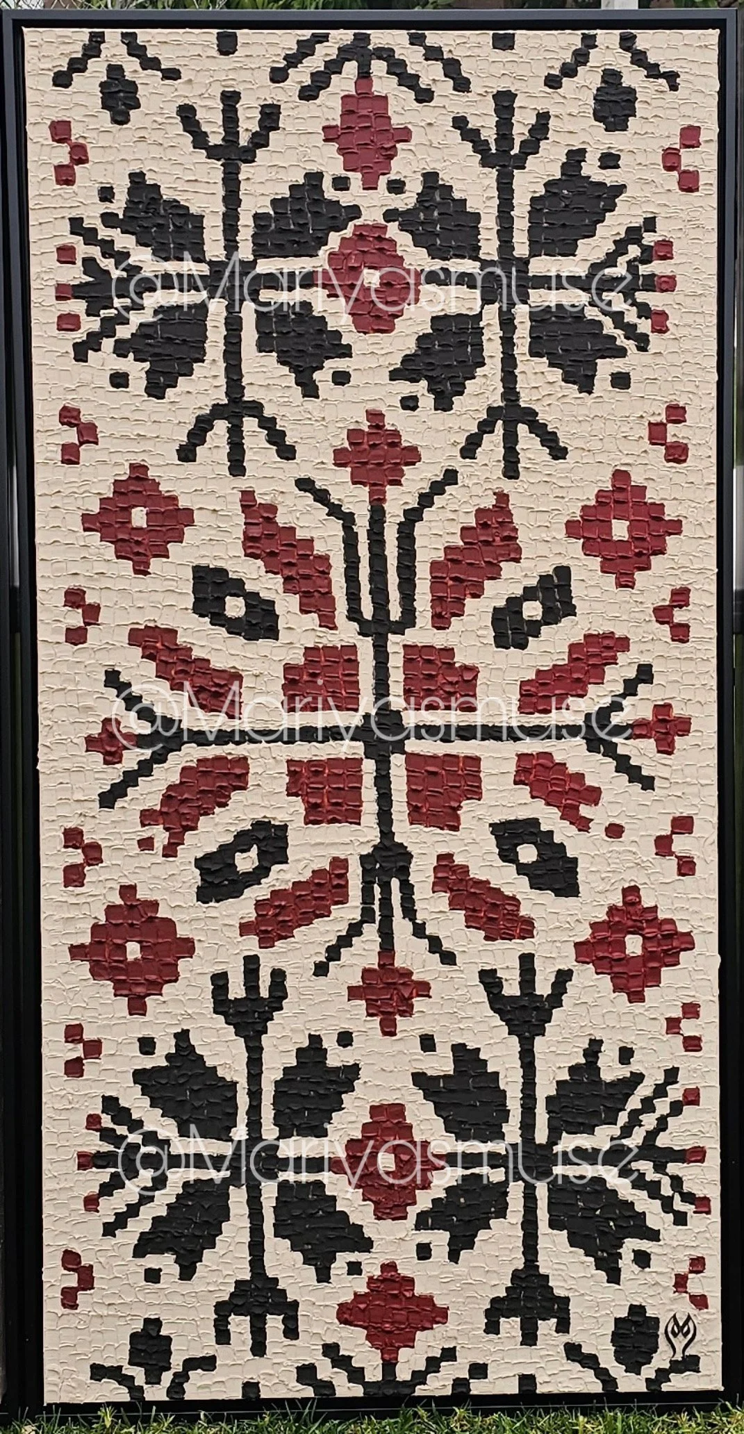 Motifs of Resilience - 2/3 Triptych Tatreez Art