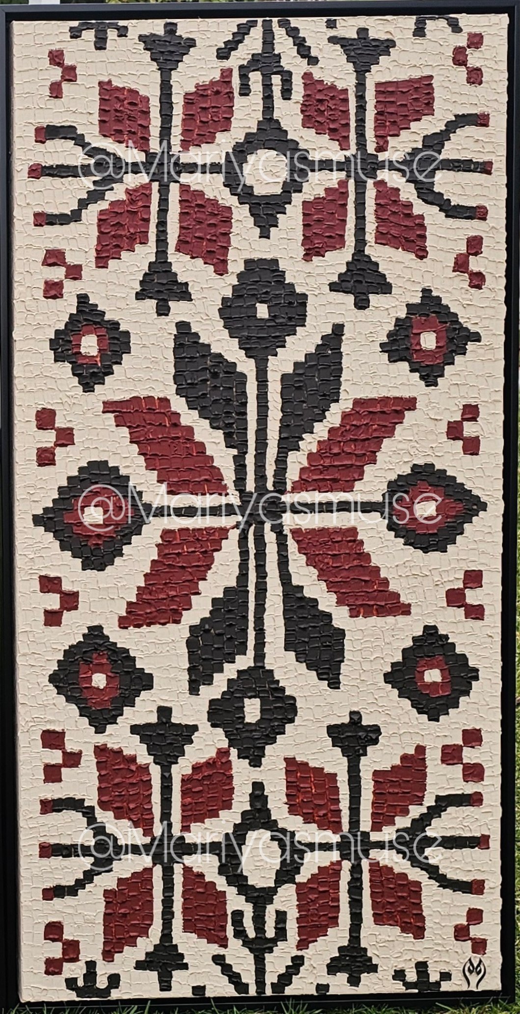 Motifs of Resilience - 3/3 Triptych Tatreez Art