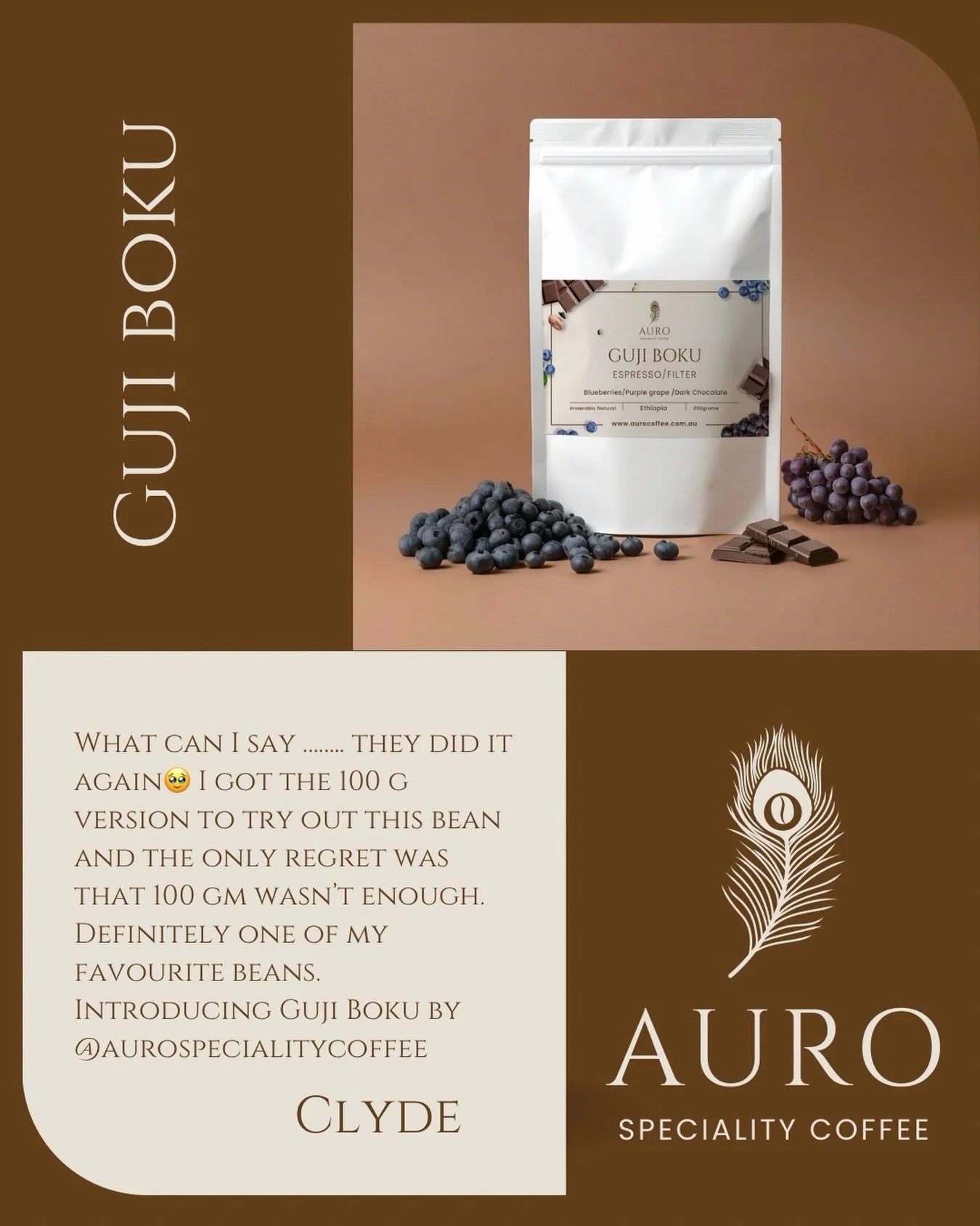 Hello Auro Family!!! This is one of the most amazing beans, Ethiopian beans, single origin. Makes smooth coffee with milk and a well balanced filter. My favourite boozy coffee 🫶🫶🫶 Thank you @brewhoo for all your videos and love. We are so excited 
