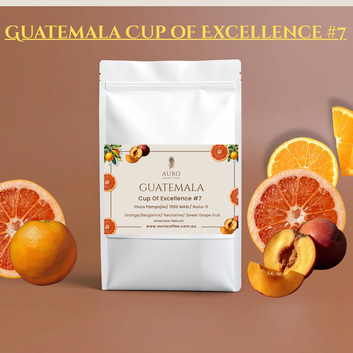 Hello Auro Family !!! We are excited and proud to present the Ruiru 11 Anaerobic Natural from the Farm : Finca Pampijila. This coffee produced by Edgar Muralles Orellana won the Cup of Excellence # 7, Guatemala Cup of Excellence 2025 - 88.46 points.
