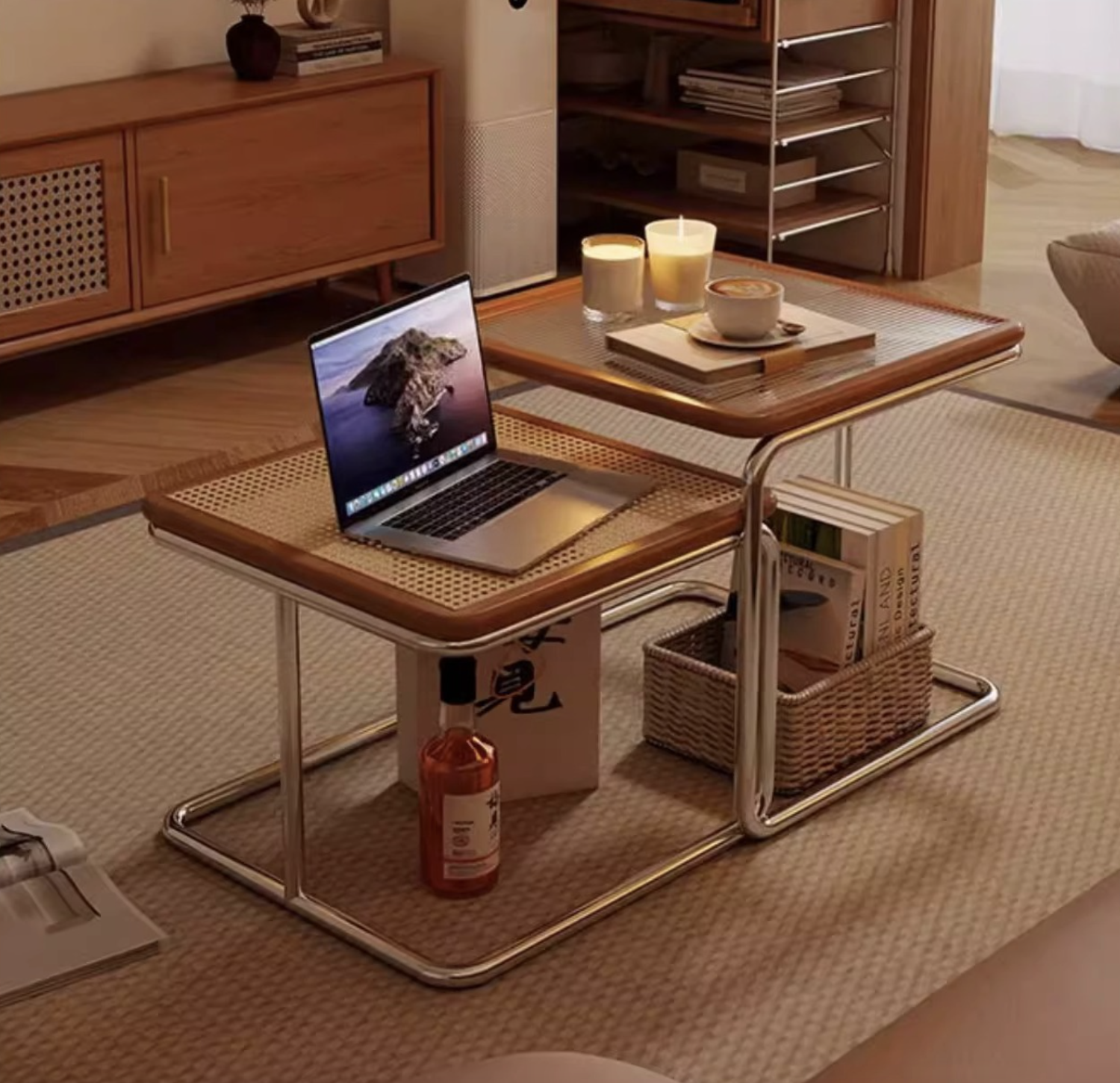 ミニマル北欧風ネストテーブル（2点セット）