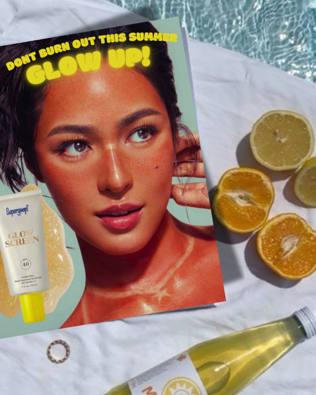 Mock-up Supergoop Glowscreen ad.