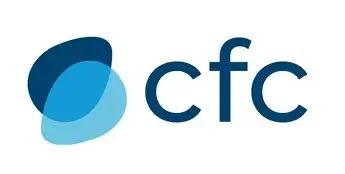 CFC logo with overlapping blue and teal shapes and lowercase text