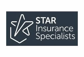 Logo for STAR Insurance Specialists featuring a star and stylized hand in white on a dark background.