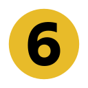 A gold circle with a bold black number 6 in the center.