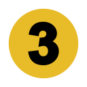 A yellow circular sign with the number 3 in black.