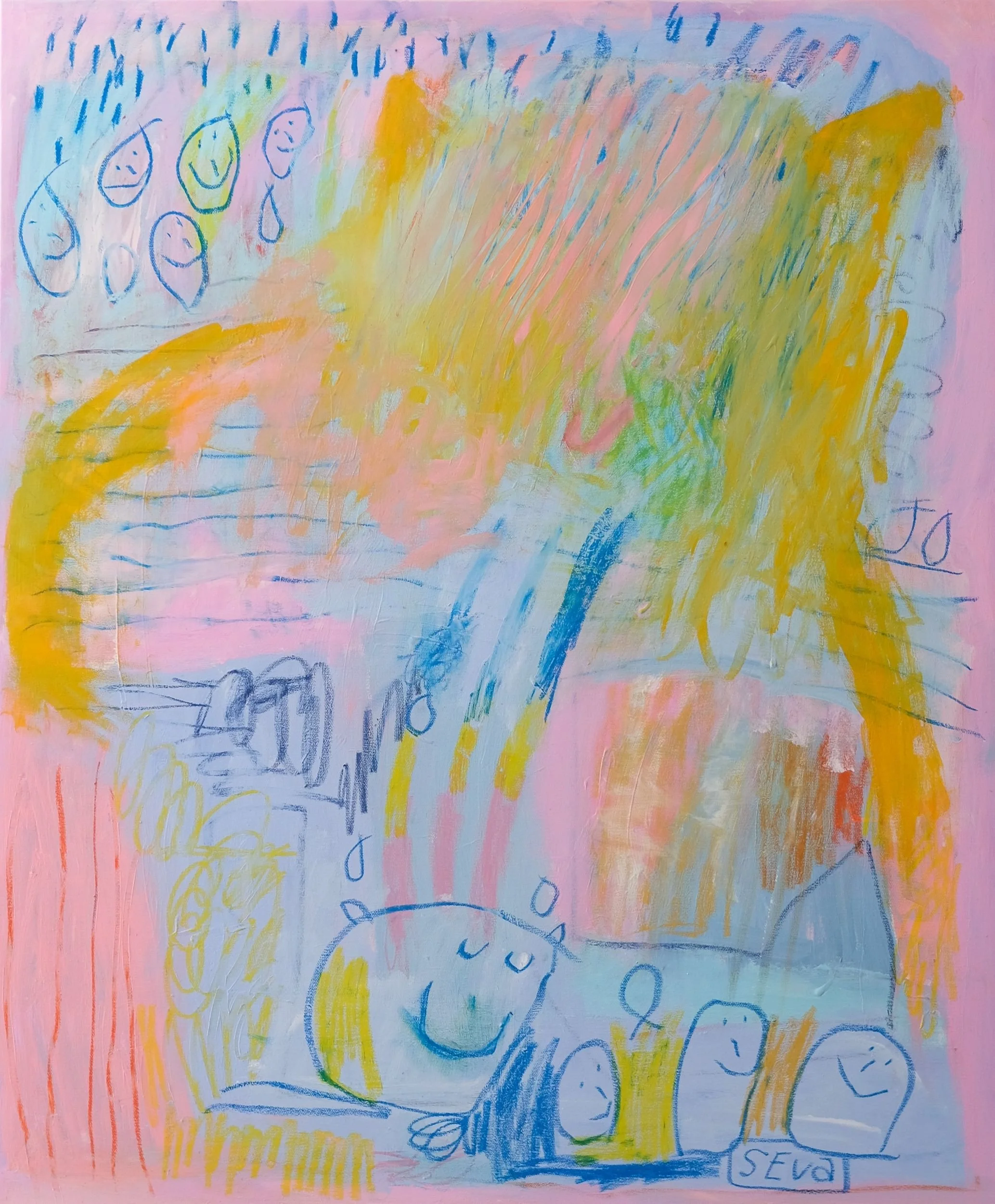 Katzengeist-Acryl auf Leinwand von Lenka Seva