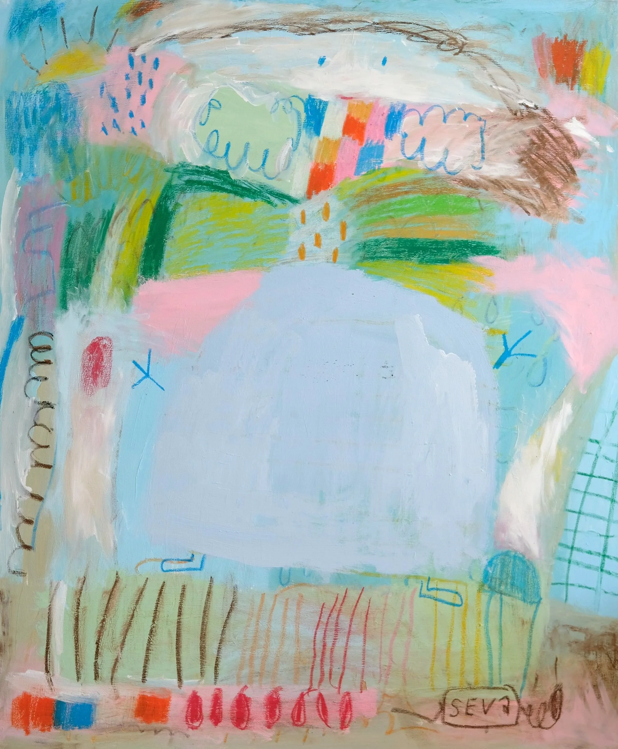 Spaziergang im Garten-Acryl auf Leinwand von Lenka Seva
