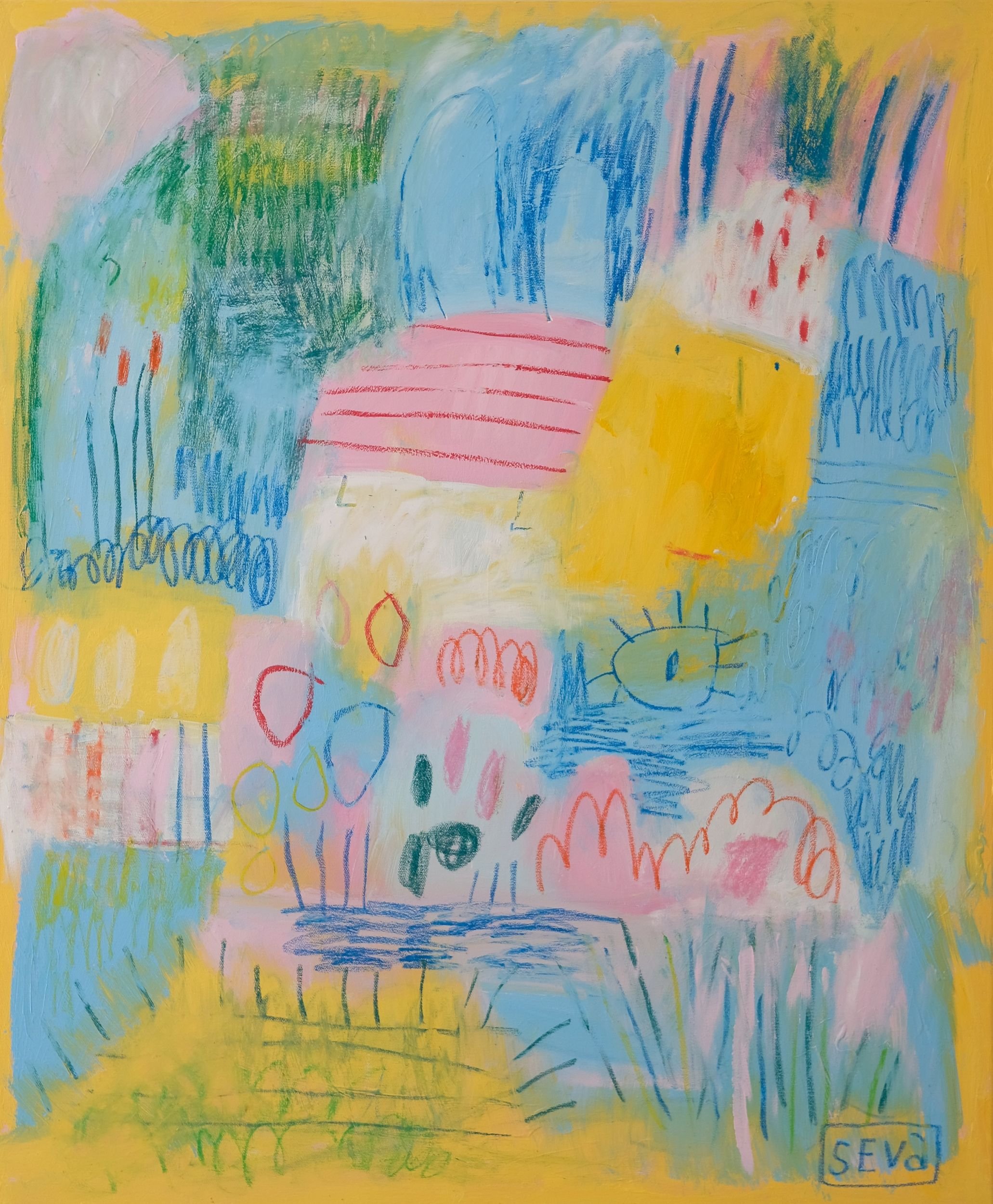 Das war im Sommer los - Acryl auf Leinwand von Lenka Seva