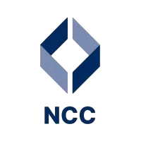 NCC logo with a geometric cube design in shades of blue and the letters 'NCC' below.