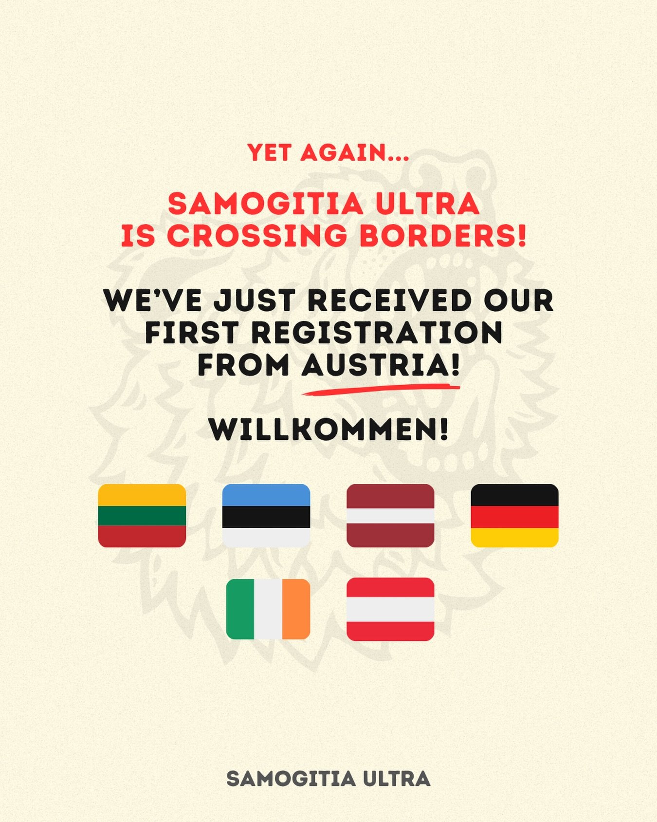 🇦🇹 Just received a new registration from Vienna, Austria!

75 days to go! 👊🏁

🐻 Register today and lock-in your spot! (link in bio)
🏁 Race date: 2026-06-06
📍 Germanto ežero tiltas, Tel&scaron;ē, Lithuania.

#SamogitiaUltra #LastManStanding #Ba