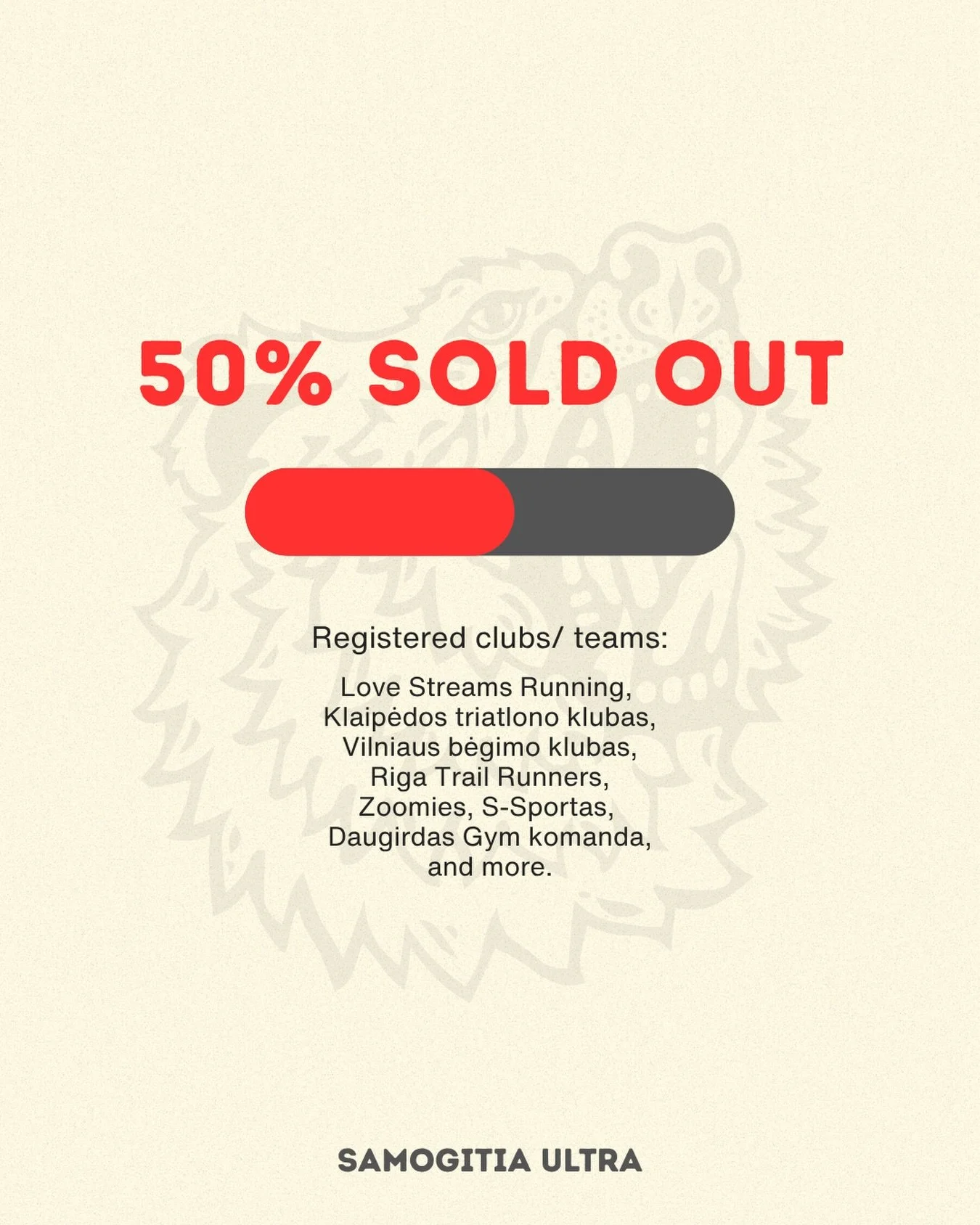 ‼️ We&rsquo;ve reached over 1/2 of available 100 registrations for Samogitia Ultra 2026 edition. 🤘

🐻 Register now &amp; lock in your spot.
🏁 Race date: 2026-06-06
📍 Germanto ežero tiltas, Tel&scaron;ē, Lithuania.

#SamogitiaUltra #LastManStandin