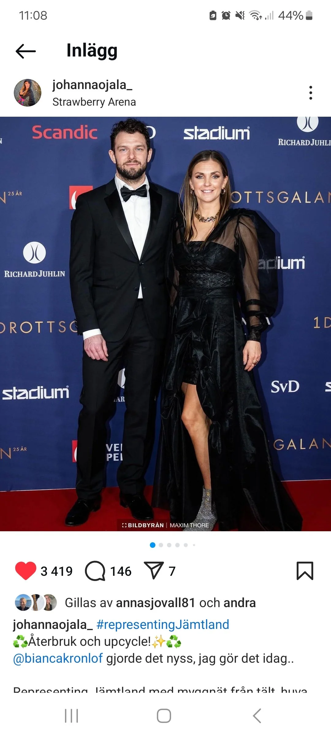 Johanna Ojala Idrottsgalan instagram.jpg