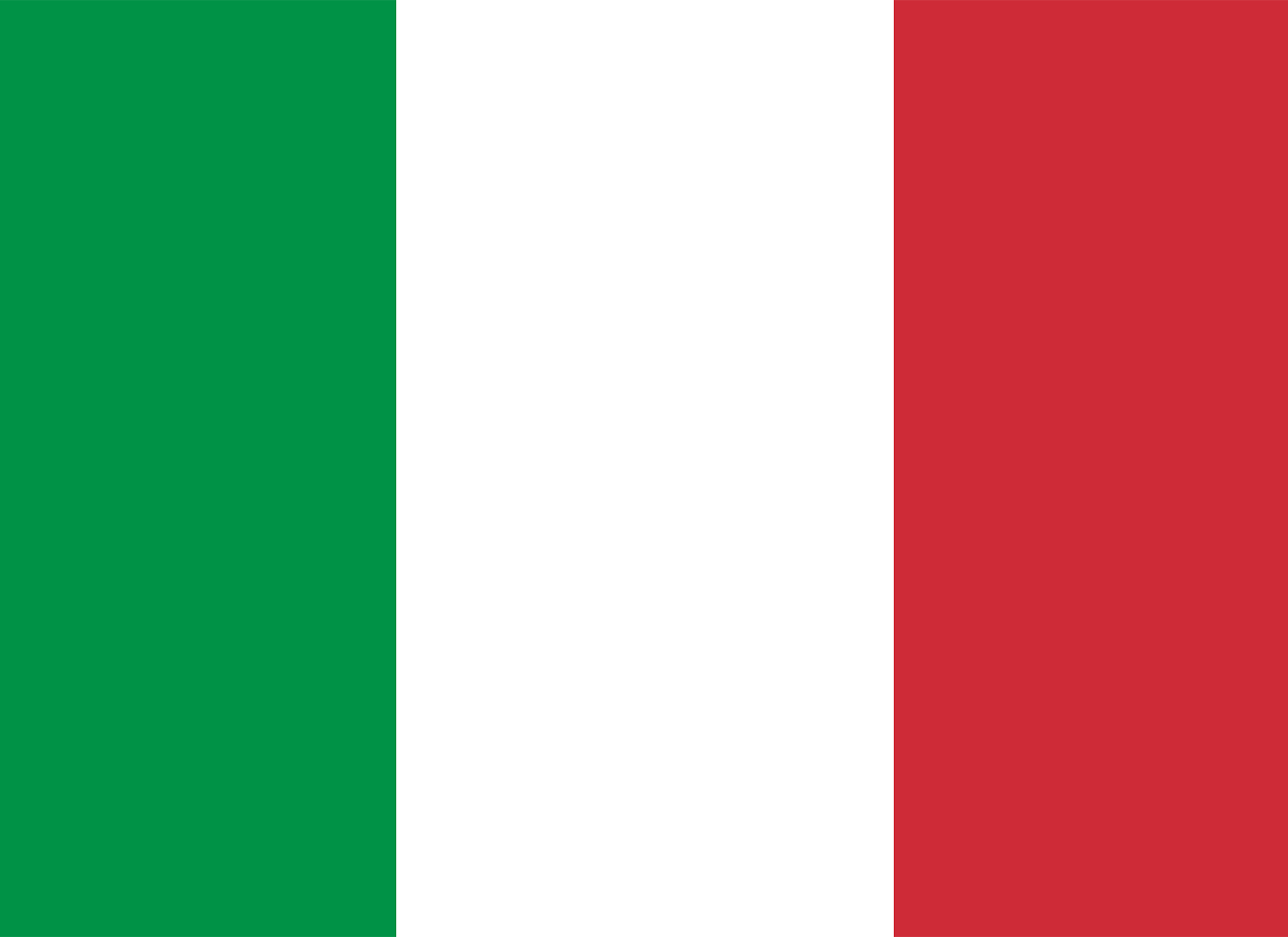 Italian flag with three vertical stripes in green, white, and red.