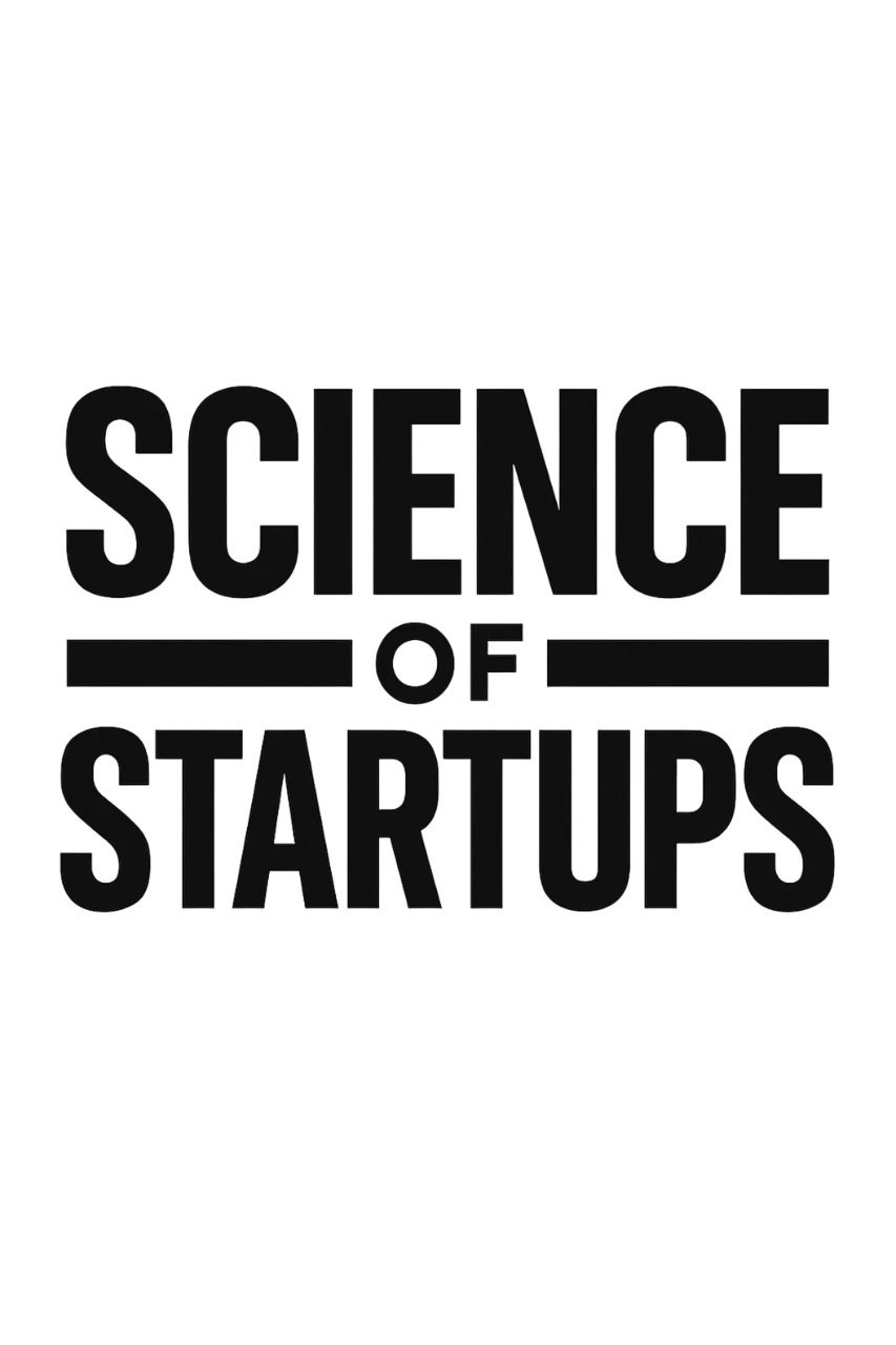 Black background with the words "Science of Startups" in large, bold, black letters.