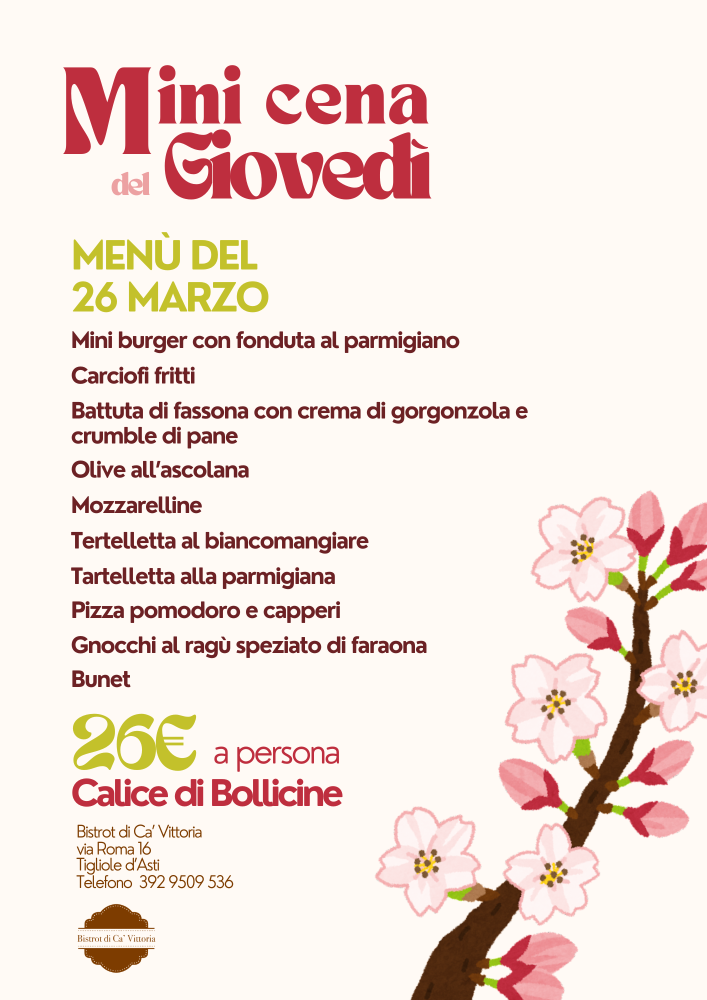 TORNANO LE MINI CENE DEL GIOVEDì