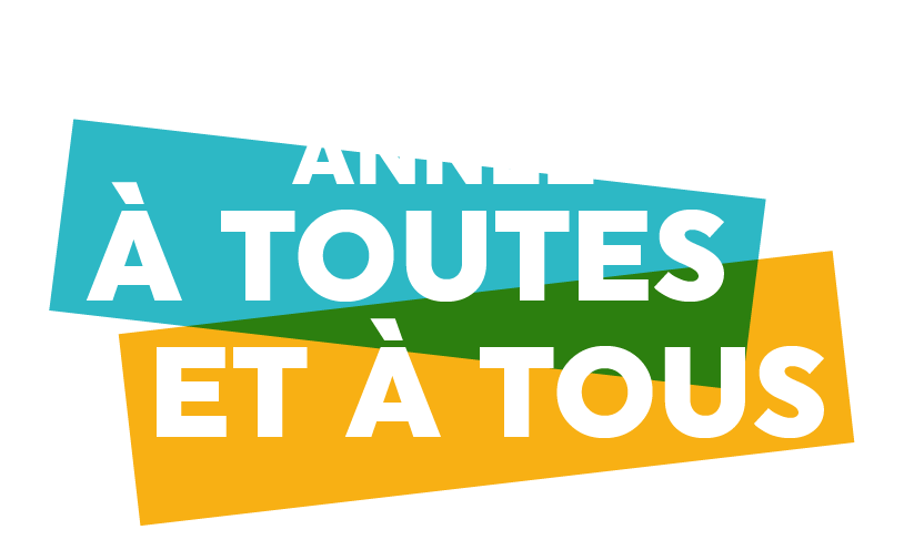 Texte coloré avec des phrases françaises, notamment "Très belle année à toutes et à tous".