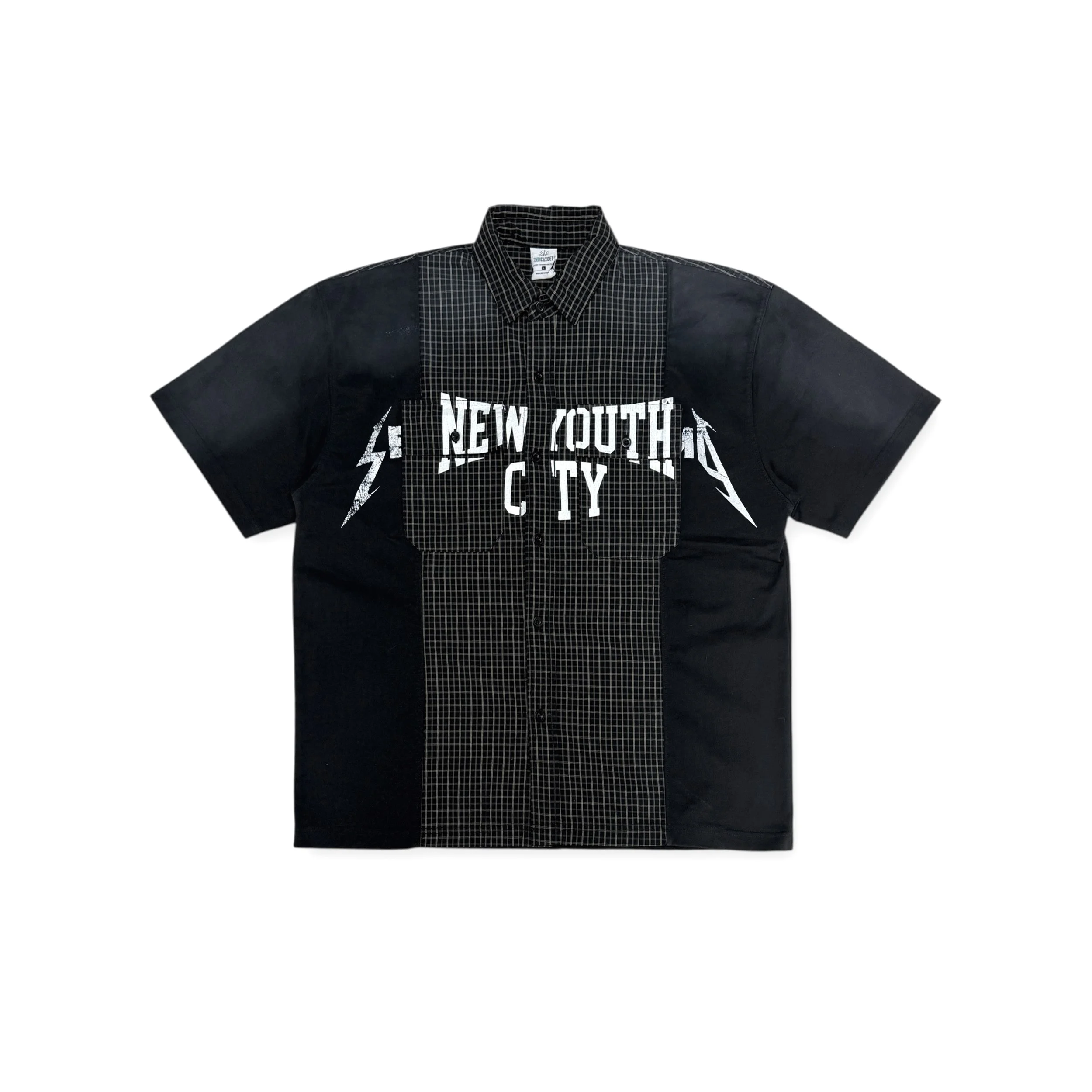"NEW YOUTH CITY" RE-WORKED SHIRT COLLAR T-SHIRT