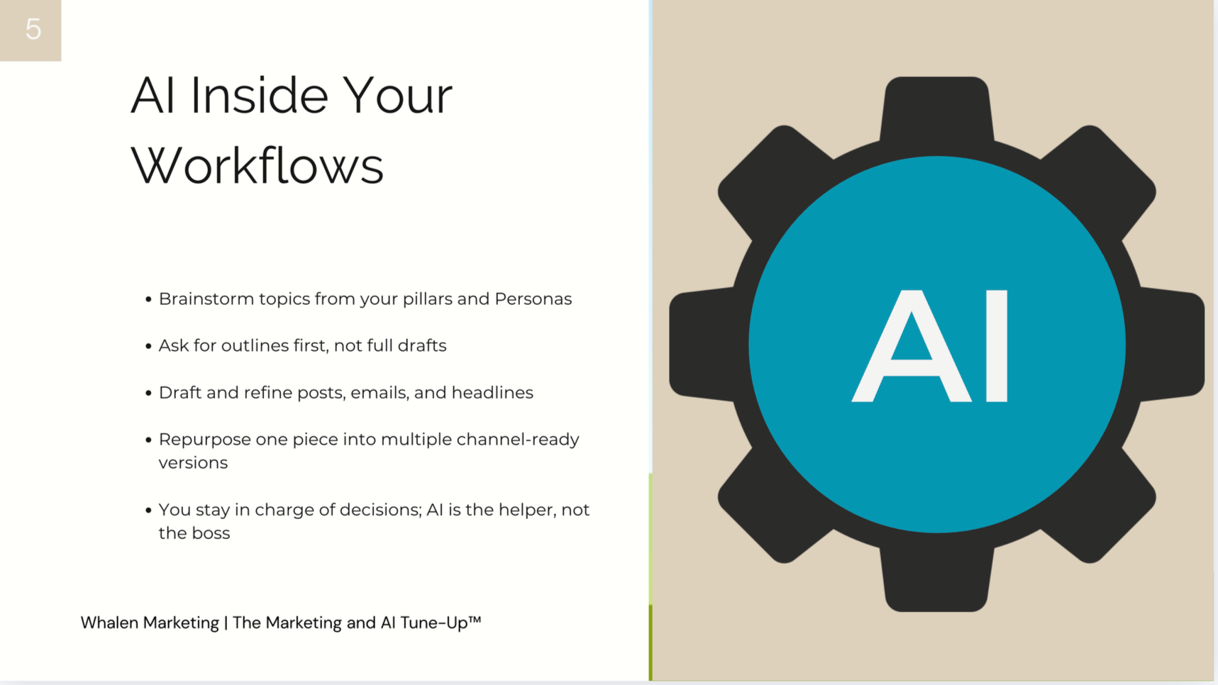 Marketing & AI Tune-Up 6-week guided program lesson slide example 4