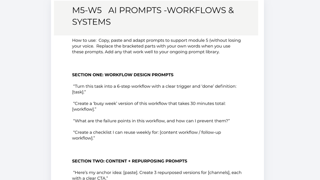 Marketing & AI Tune-Up Worksheet example 2