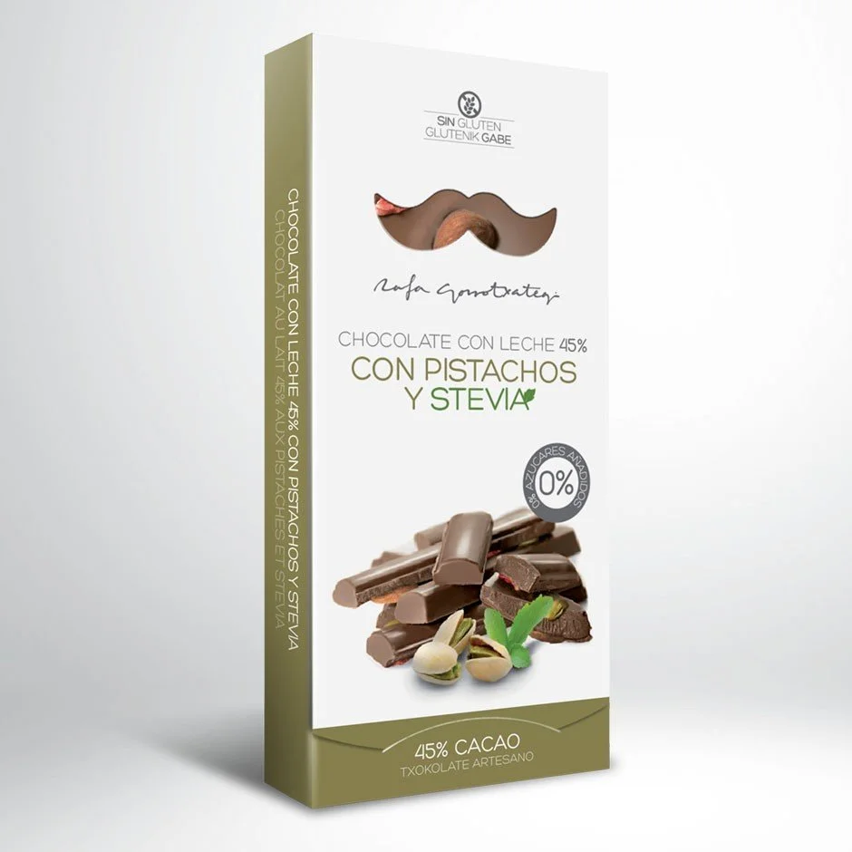 Milk Chocolate 45% with pistachios and stevia