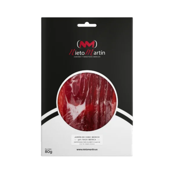 JAMON  de Cebo Ibérico; 50% IBERICO; 80 gr; Sliced (5,99 € / 11,72 лв.)