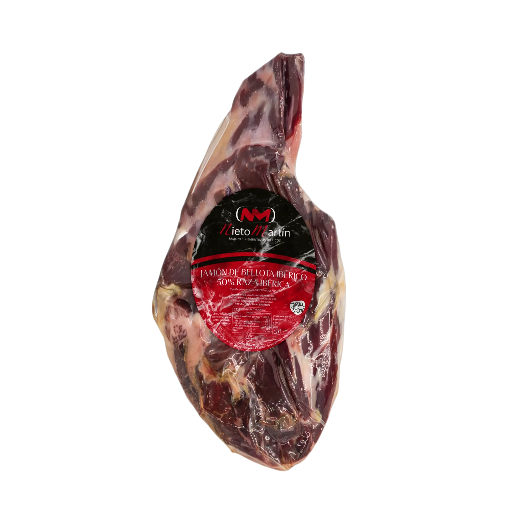 Jamón de bellota; 50% ibérico; sin hueso y sin piel  (9.20 € / 18.00 лв. per 100 g)