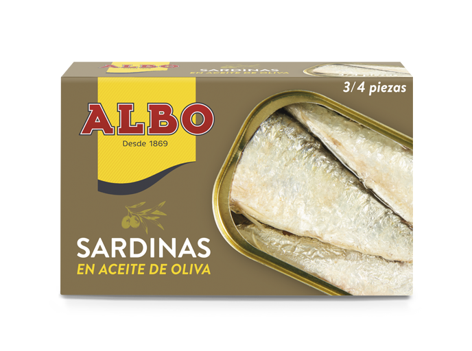 Sardinas en aceite de oliva virgen extra; 120 g