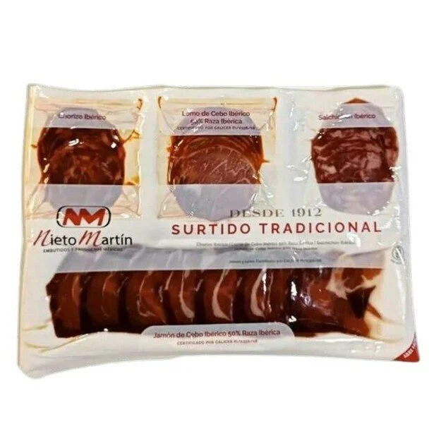 Surtido loncheado: jamón ibérico, lomo, chorizo y salchichón 200 g (4 × 50 g)