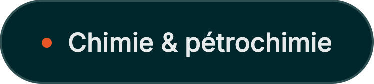 Texte indiquant : Chimie & pétrochimie avec un point rouge à côté.