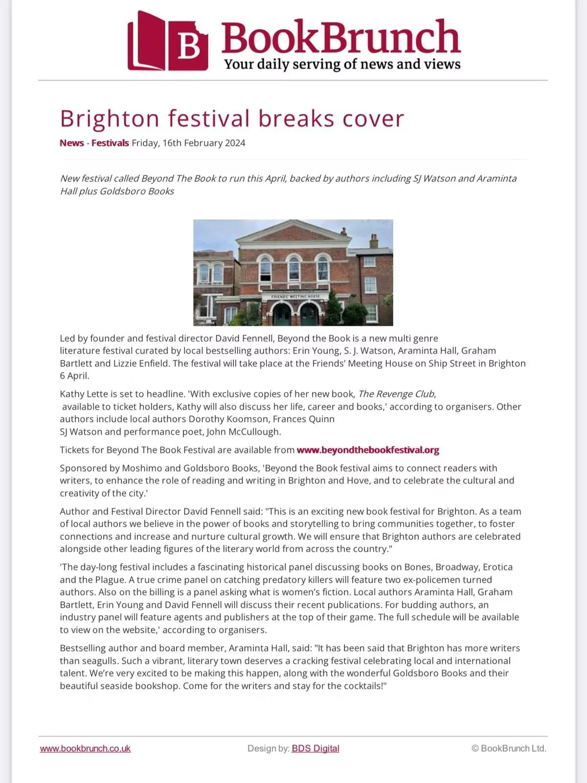 Bookbrunch announces Beyond the Book Festival