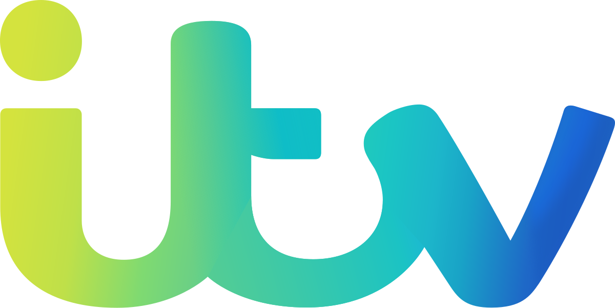 Colorful logo of the TV network, with the word "we" in lowercase letters, transitioning from lime green to blue.