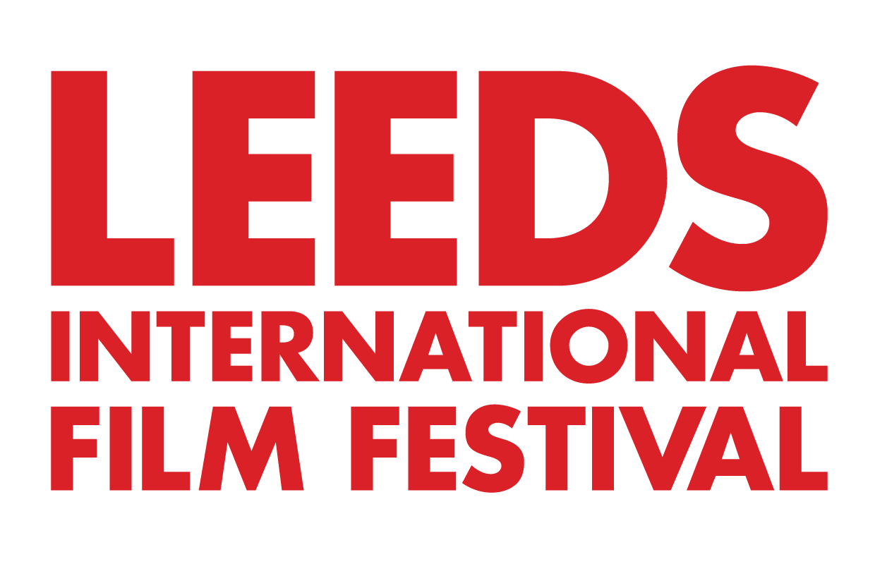 Red text that reads 'LEEDS INTERNATIONAL FILM FESTIVAL' on a white background.
