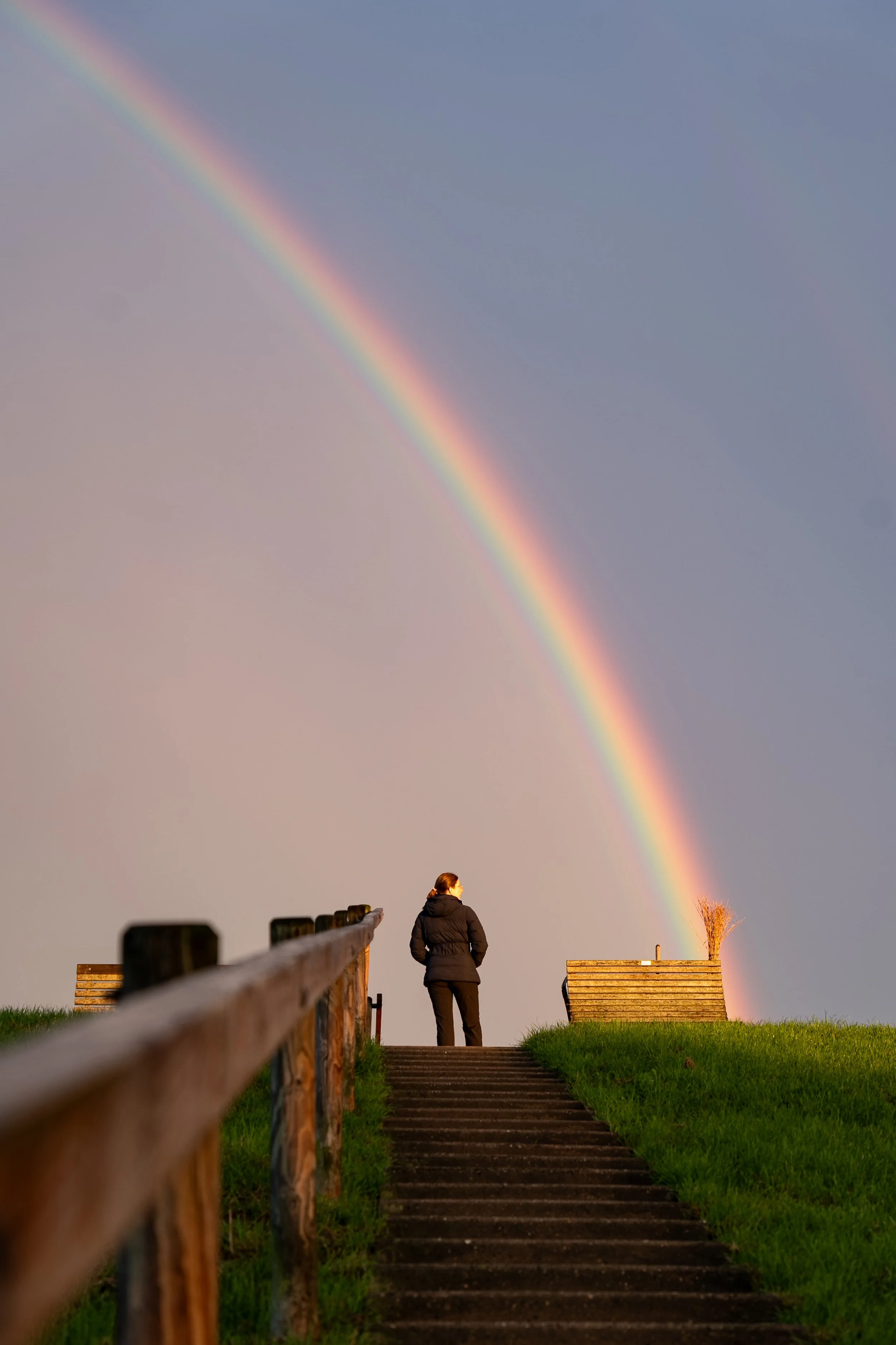 Regenbogen am Deich in Absen