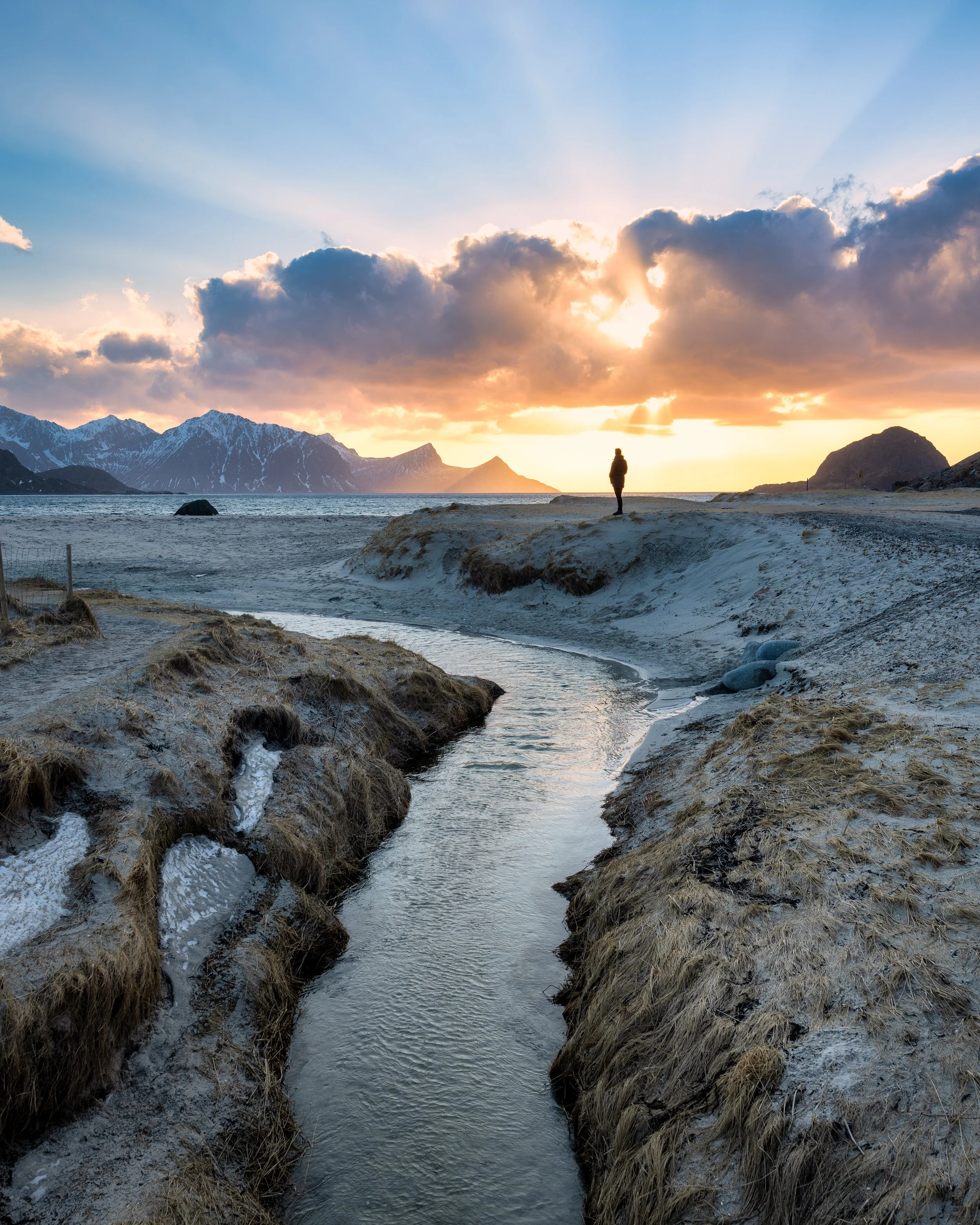 Haukland bei Sonnenuntergang