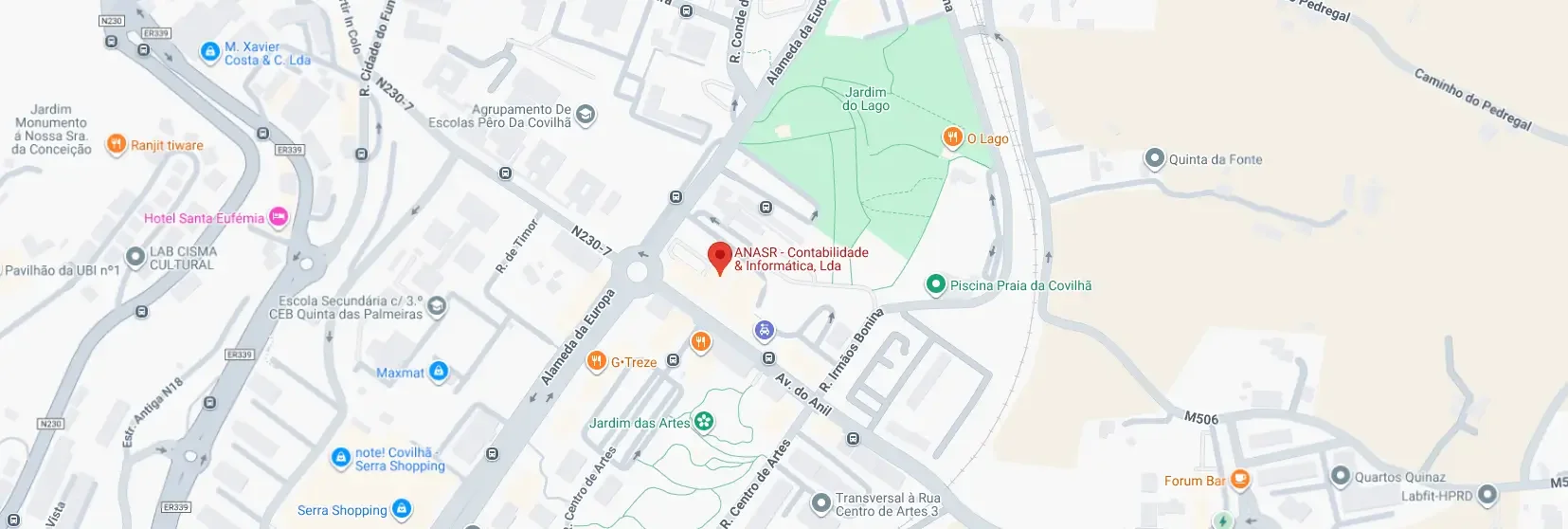 localização do escritório da ANASR na Covilhã