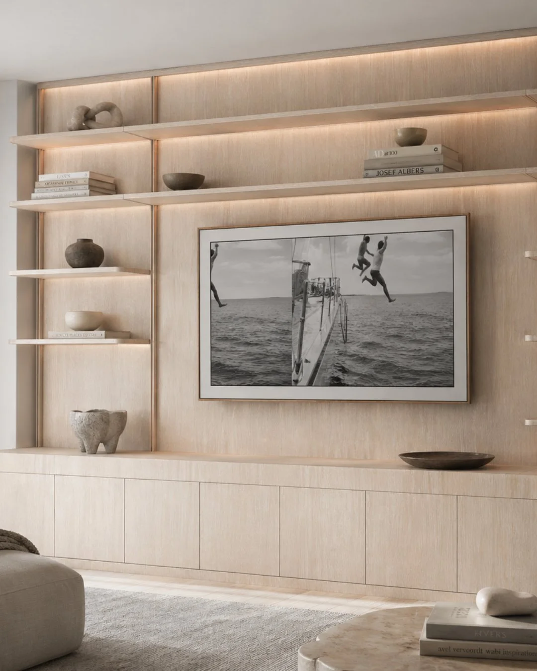 At Studio Andreea Franca, we love coastal white oak. It brings a softness that instantly relaxes a space.⁠
We always aim for that effortless, coastal feeling&mdash; the one you usually only find on vacation.⁠
But why wait for that feeling? Your life 