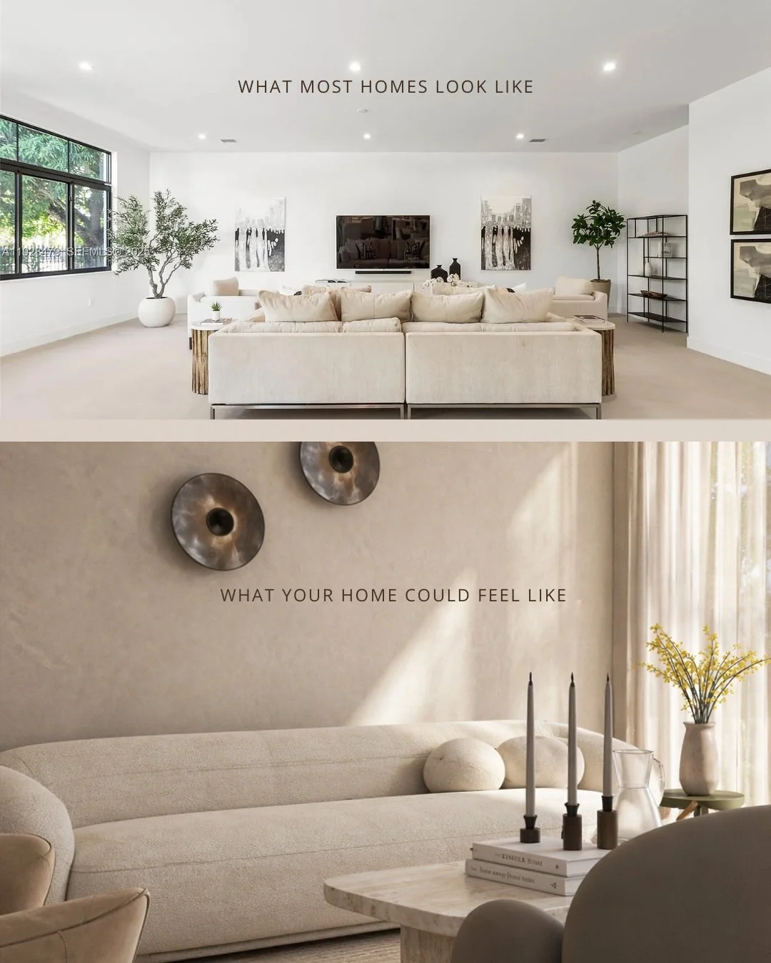 The white box developer style in Miami. Offends no one and moves no one. ⁠
At Studio Andreea Franca, we use neutral as a base &mdash; then layer in warmth through furniture, texture, and light. Modern, but never cold. Always with an effortless coasta