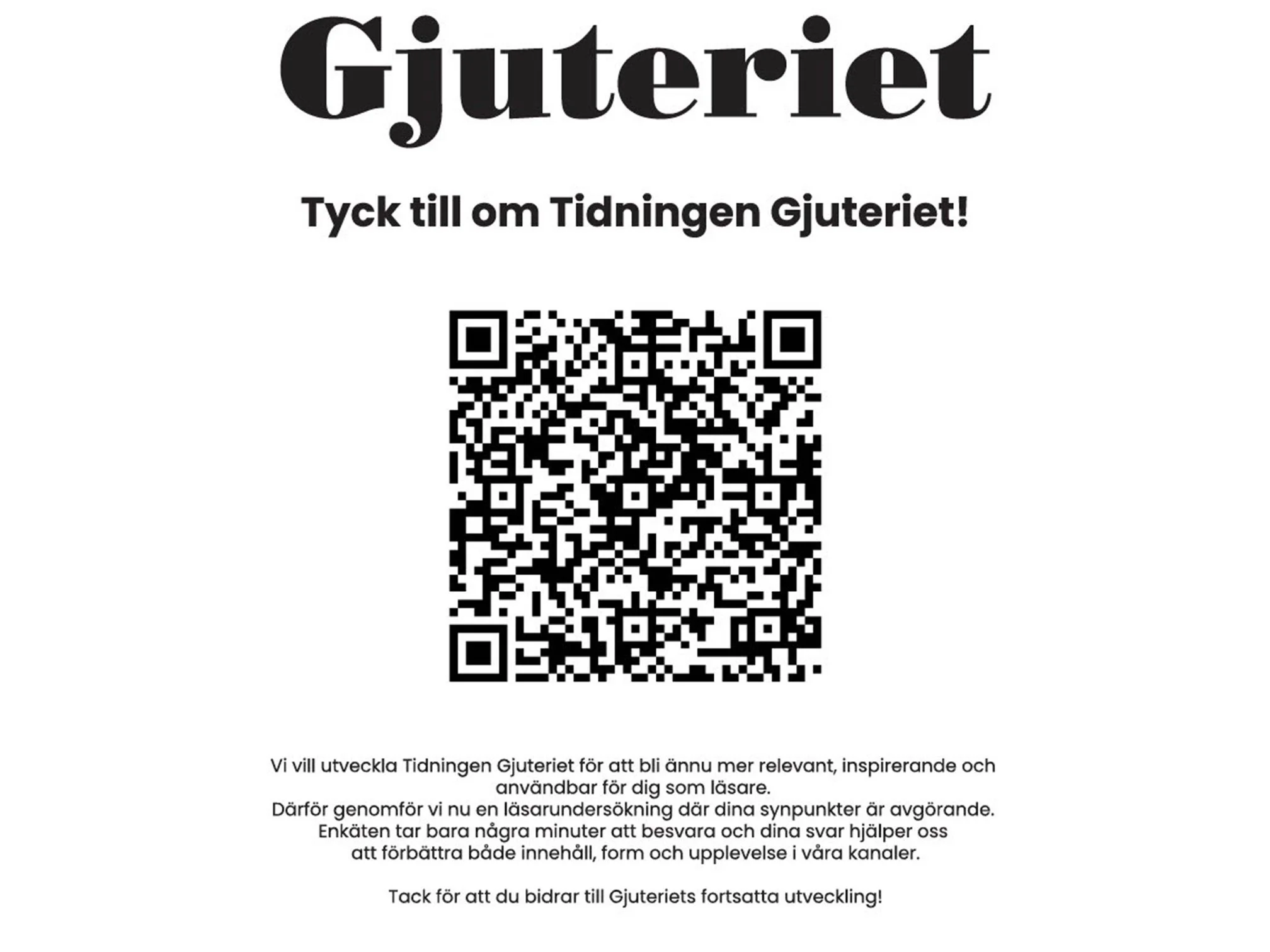 Läsarenkät för tidningen Gjuteriet