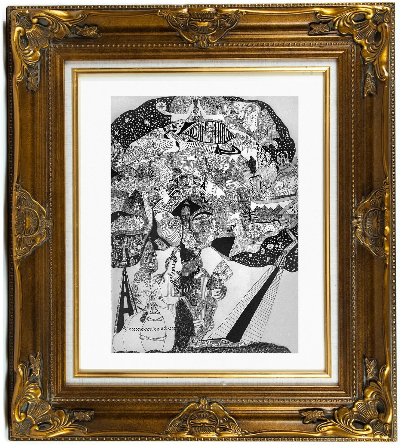 A magical journey full of magic and high frequency Ancient Futurism by Katibi. 100% human-made shamanic art. Often compared by collectors to the raw energy of Basquiat and the ornate aesthetic of Klimt. Quantum physics and poetic soul visions." 