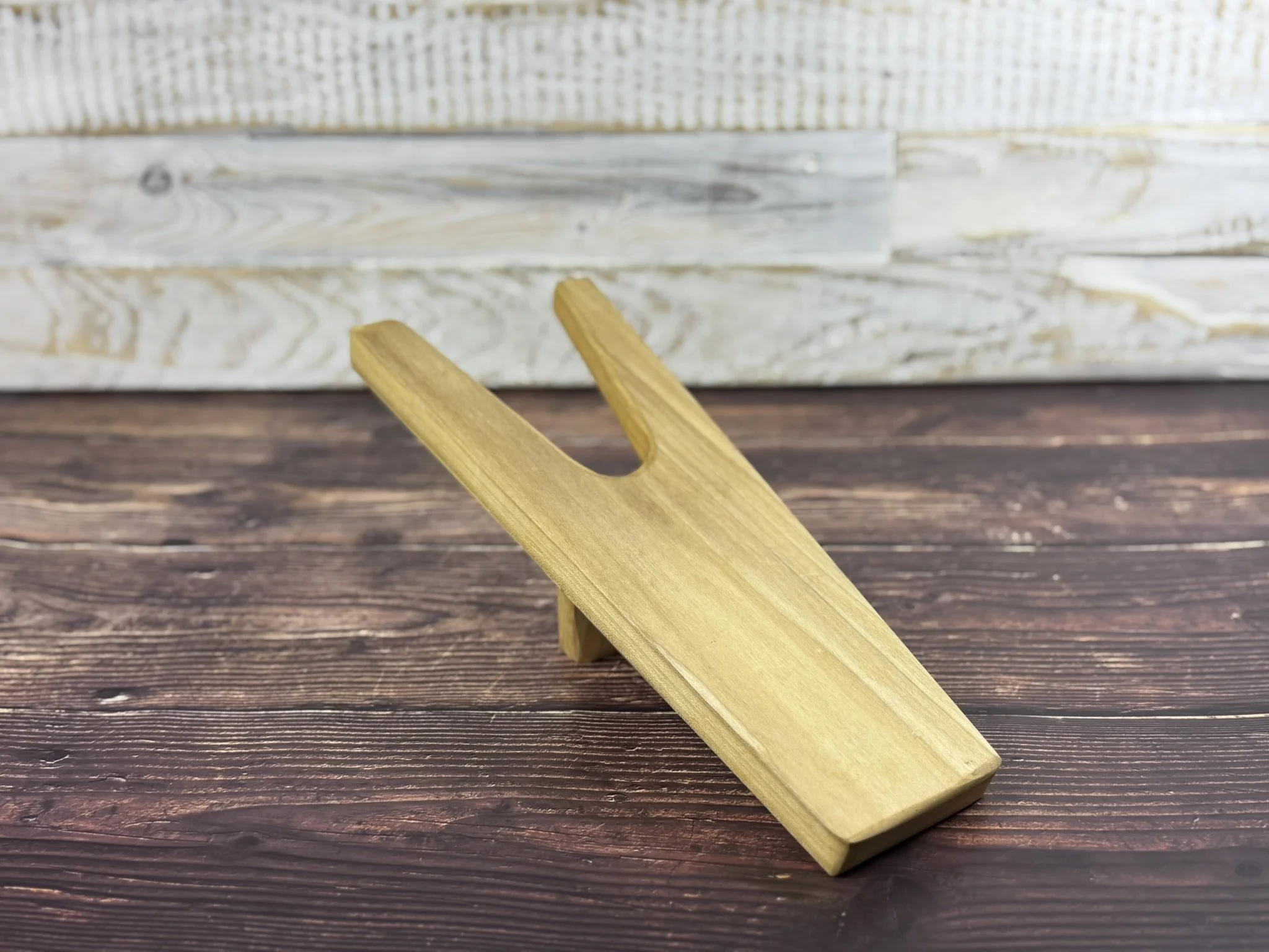 Hand-Carved Wooden Boot Jack / Welly Puller the Brown Lion Bazaar.JPEG