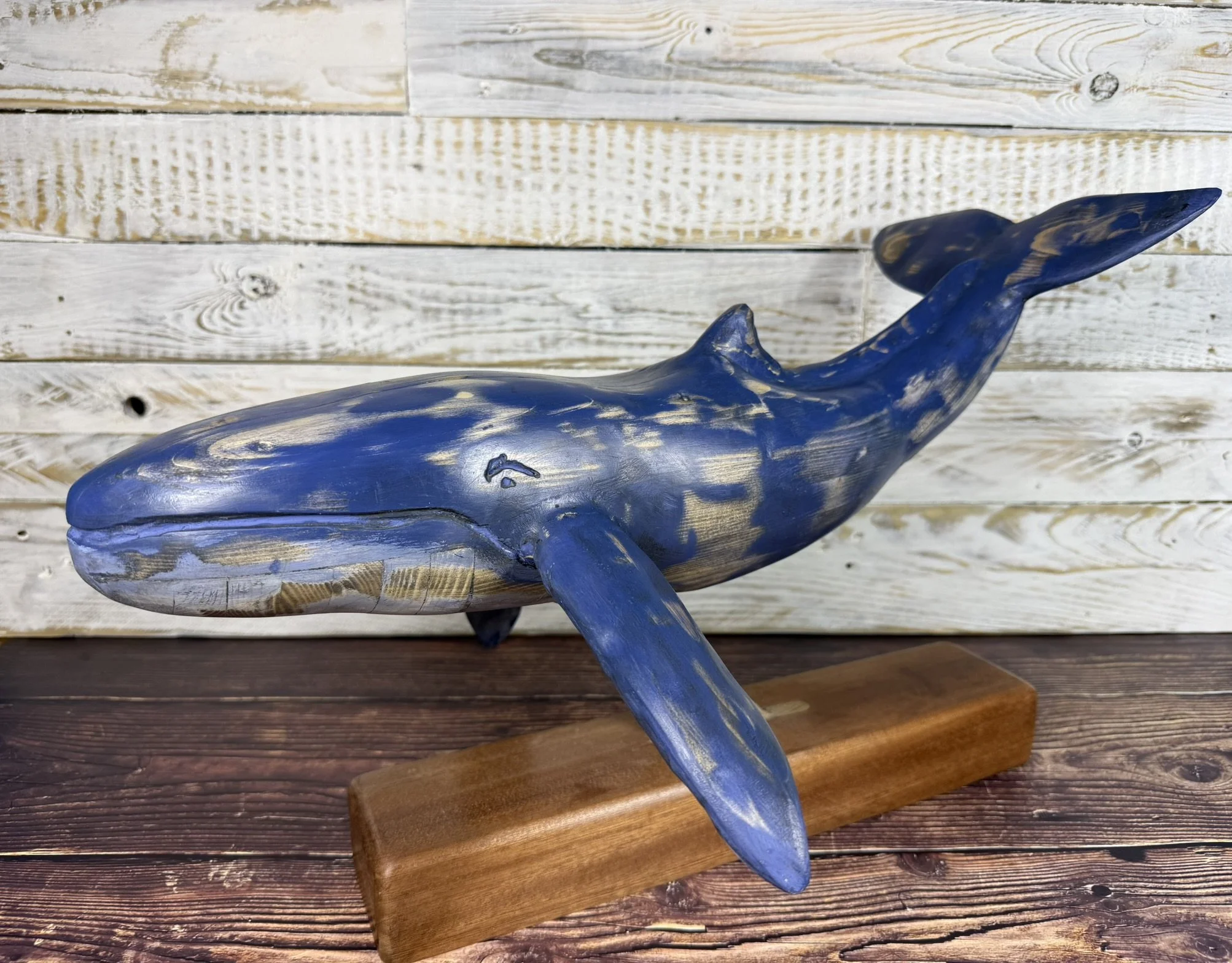 Hand-Carved Blue Whale Sculpture