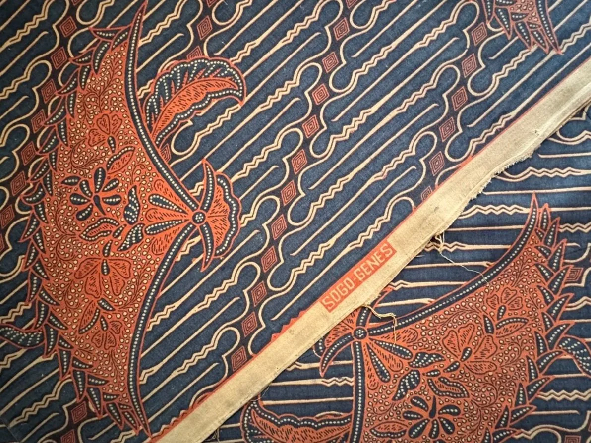 framed textile of vintage indonesian batik sarong